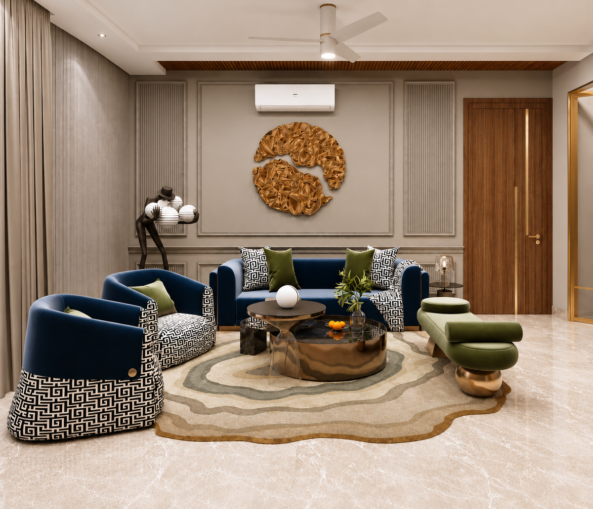 Aurelius 3-Piece Designer Living Room Set