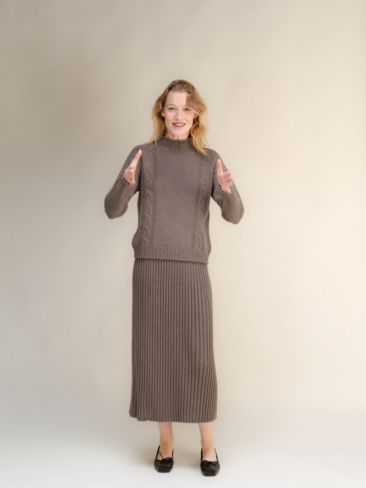 Cashmere Mix Perforated Skirt