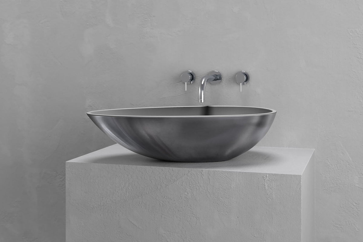 Egg-Shaped Concrete Vessel Sink
